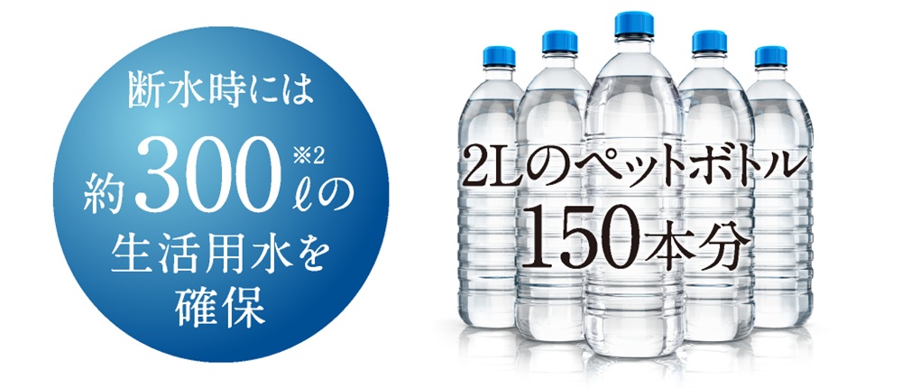 災害などによる断水時には、生活用水としても利用可能。