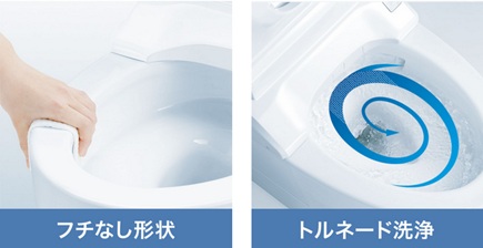 フチなし形状＆トルネード洗浄