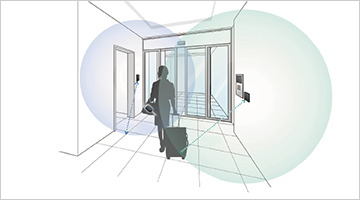 センサー近くを通るだけで解錠する
Raccessキー（ハンズフリーキー）