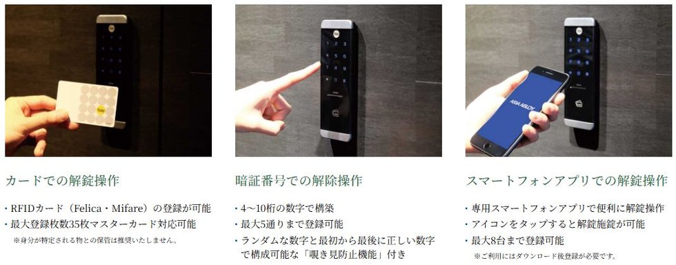 3通りの解錠操作