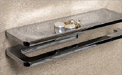 シェルフ付きタオル掛け