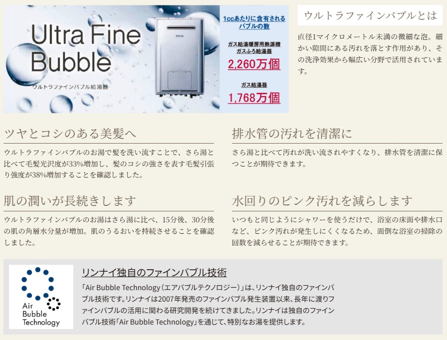 お肌も住まいもキレイに。ウルトラファインバブル ※A、E、Iタイプのみ