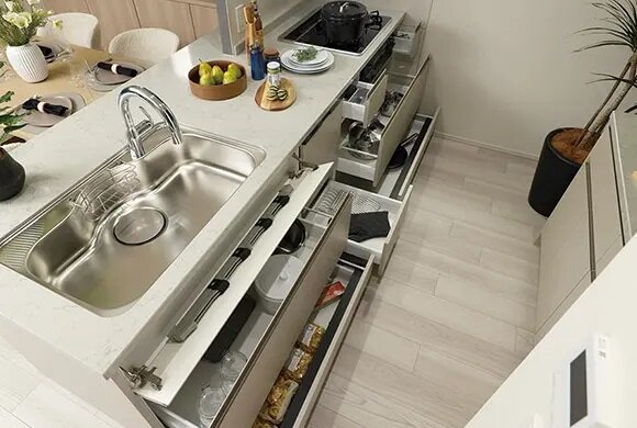 巾木収納付
スライドキャビネット