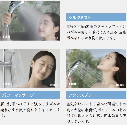 3つの湯のチカラで、くつろぎをアップデート
スイッチ付きエコアクアシャワーSPA（スパ）