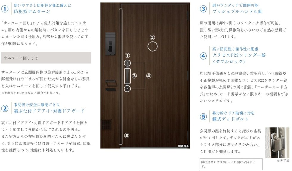 住まいの玄関扉もキメ細やかな配慮でしっかりガードしています。