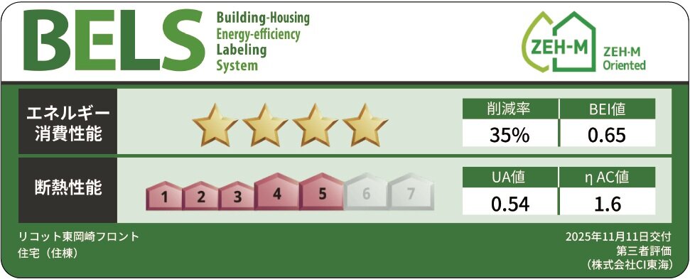 省エネ性能表示制度「BELS」を取得
