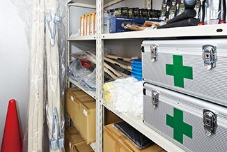 いざという時に役立つ備品を装備「防災倉庫」