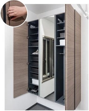 鏡付きシューズボックス