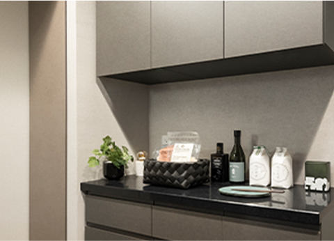 カウンター付背面食器棚