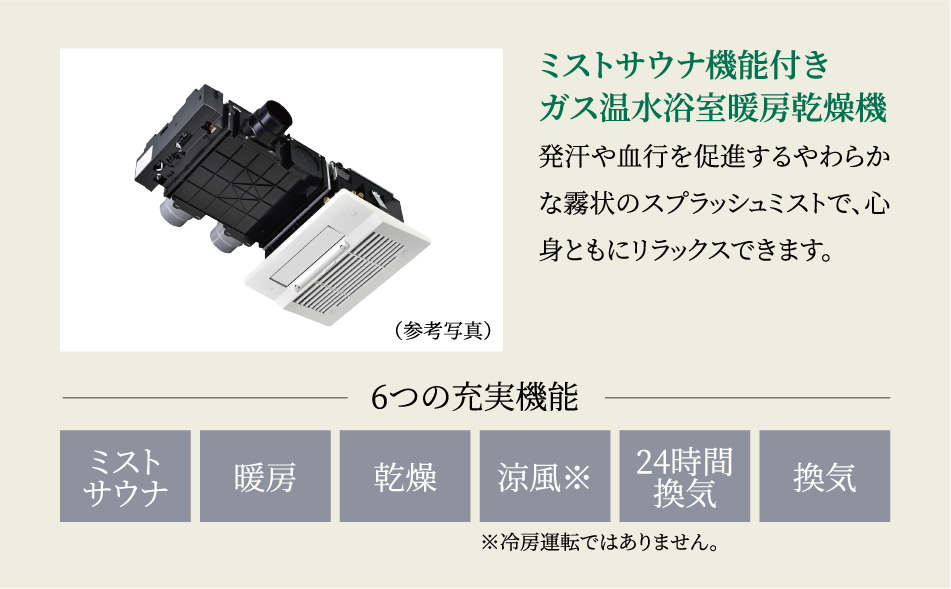 ミストサウナ機能付きガス温水浴室暖房乾燥機