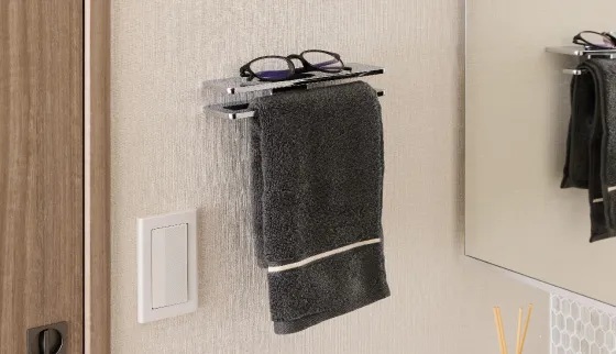 トレー付タオル掛け