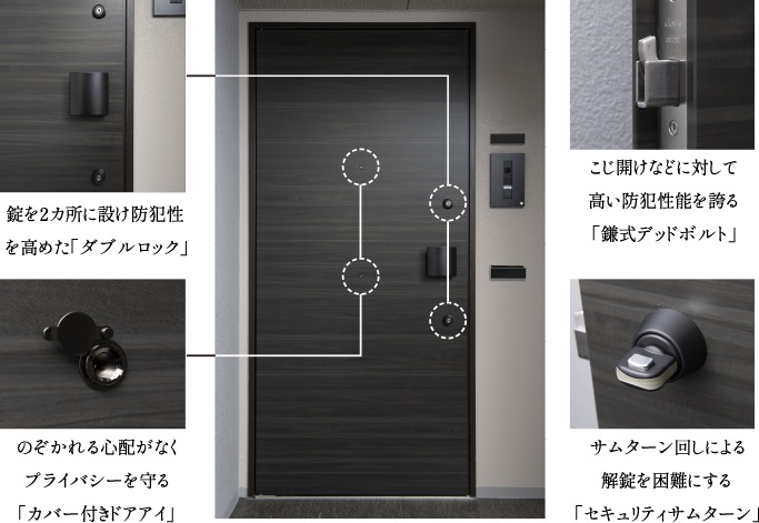 防犯性を高めた機能豊富な玄関ドア