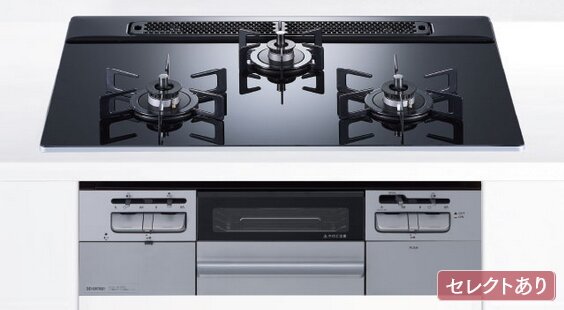 無水両面焼グリル付きビルトインガスコンロ