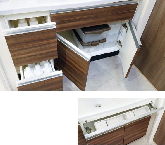 2段スライド＋開き扉＋小物ポケット