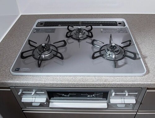水無し両面焼グリル付３ツ口コンロ