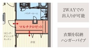 多彩な収納が実現するマルチクロゼットを採用