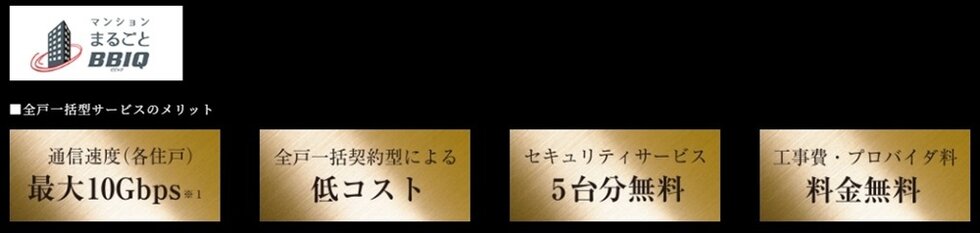 光インターネット全戸一括型［マンションまるごとBBIQ］で快適ネット環境