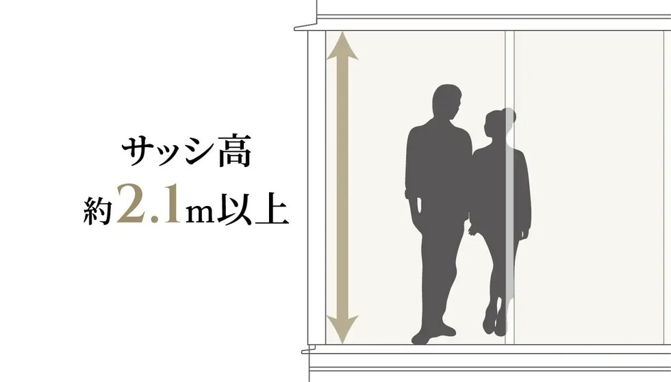 HIGH SASH
開放的な眺望を愉しむことができる約2.1m以上のハイサッシを採用。