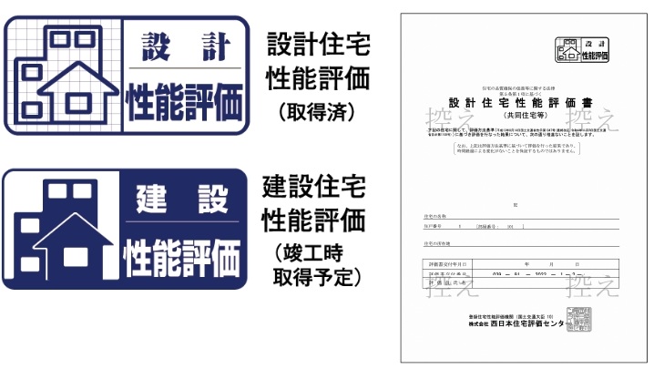 ネオ・プレイス金屋町 ザ・ハウスは
「設計住宅性能評価書」 「建設住宅性能評価書」 を取得します。