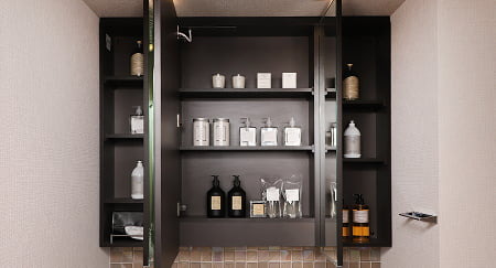 三面鏡裏収納スペース