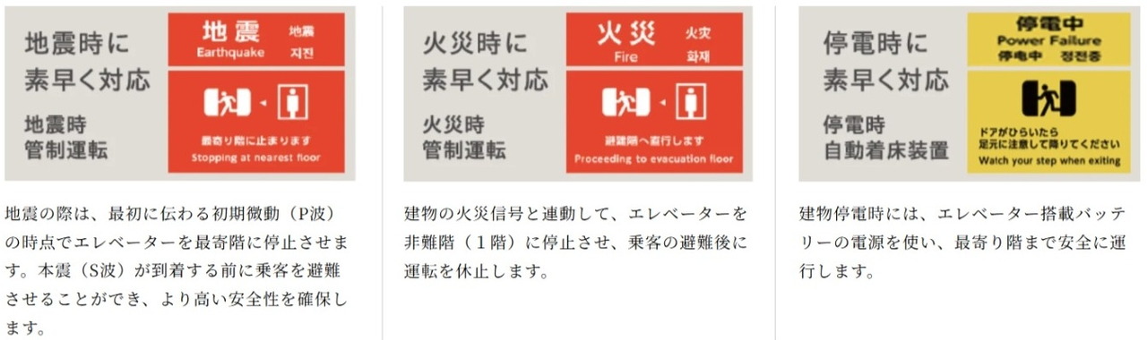 エレベーターの防災システム＜TOSHIBA＞