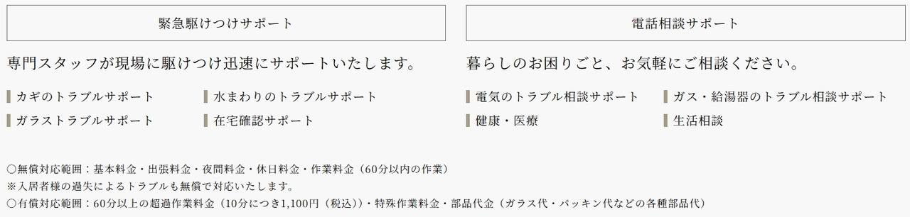 お困りごとを幅広くサポートします。
安心サポートサービス（24時間365日受付）