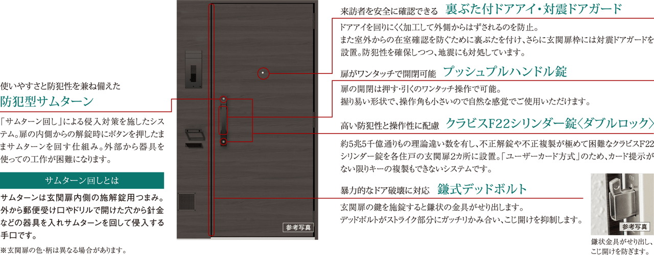 住まいの玄関扉もキメ細やかな配慮でしっかりガードしています。