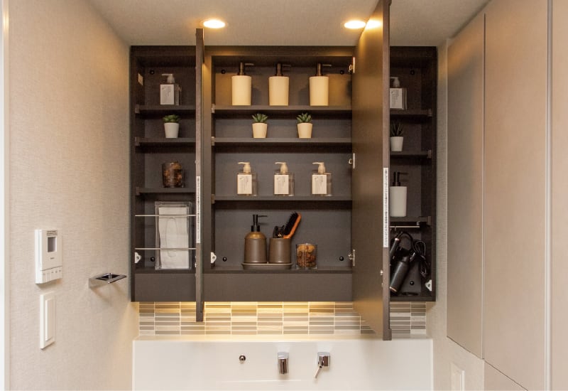 三面鏡タイプミラーキャビネット