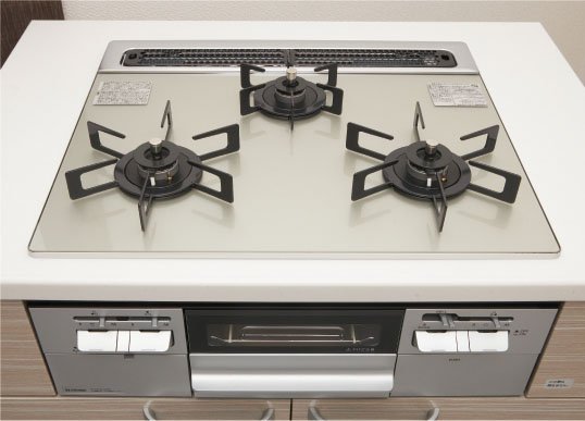安全機能付3口ガスコンロ