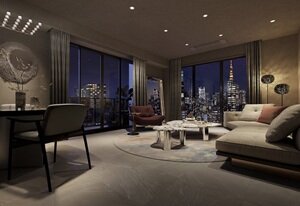 約2.7mのフラット天井・ダウンライト実装（リビング・ダイニング）