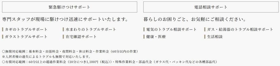 お困りごとを幅広くサポートします。
安心サポートサービス（24時間365日受付）