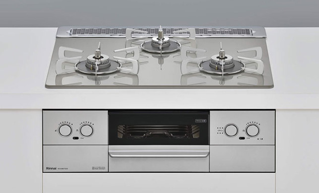 ガラストップ3口コンロ