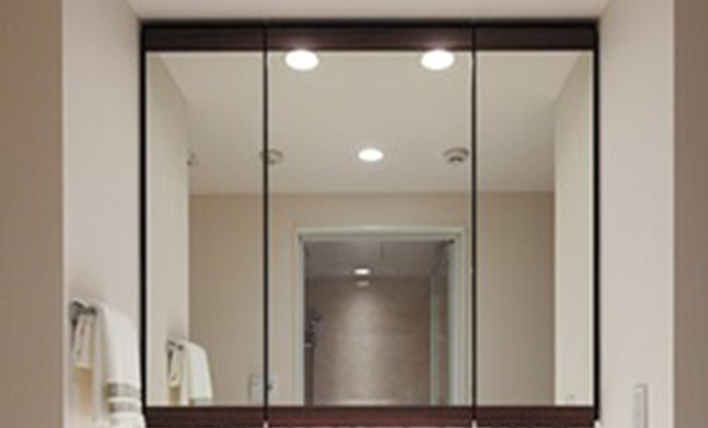 三面鏡 上下框付・三面鏡裏収納