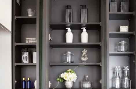 鏡裏収納付き三面鏡