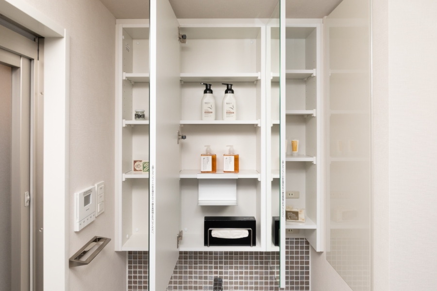 鏡裏収納付三面鏡