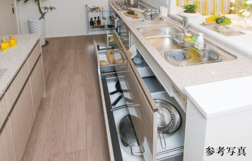 ソフトクローズ付オールスライド式収納