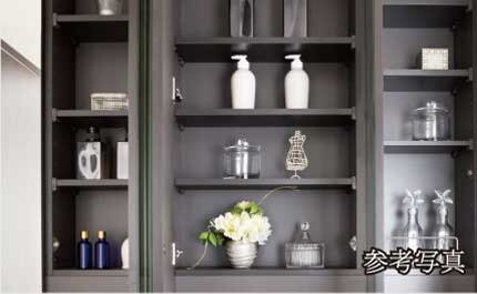 鏡裏収納付き三面鏡