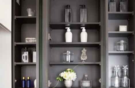 鏡裏収納付き三面鏡