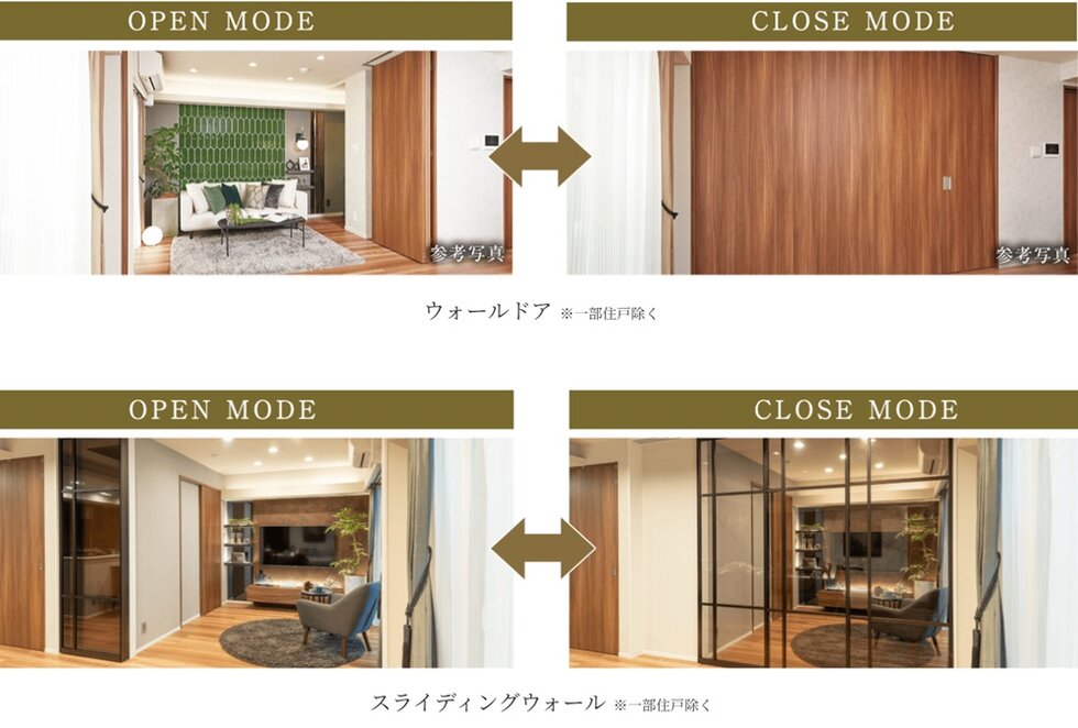 フレキシブルに空間が使える「ウォールドア」&「スライディングウォール」