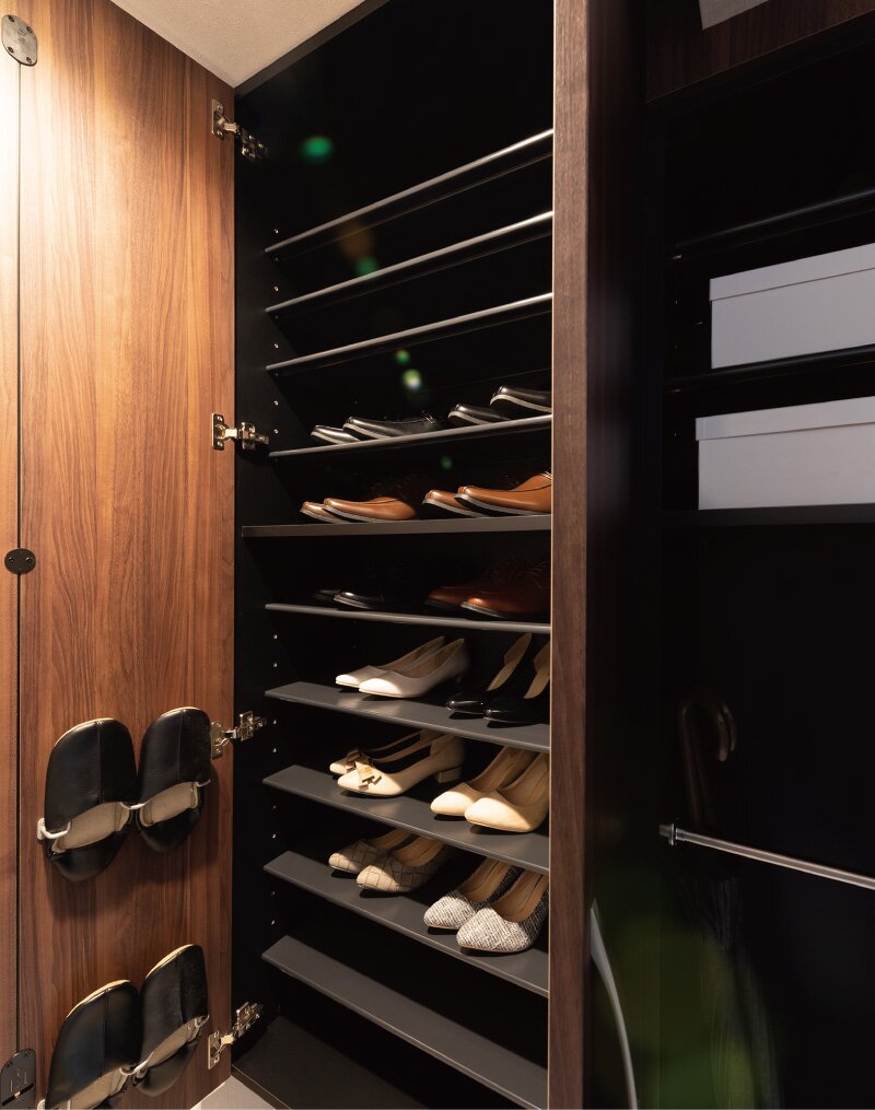 鏡付きシューズボックス