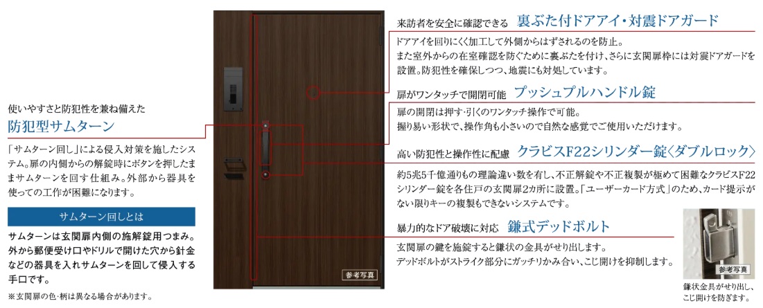 住まいの玄関扉もキメ細やかな配慮でしっかりガードしています。