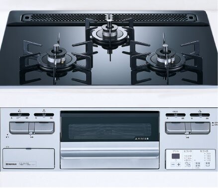 ガラストップ3口コンロ