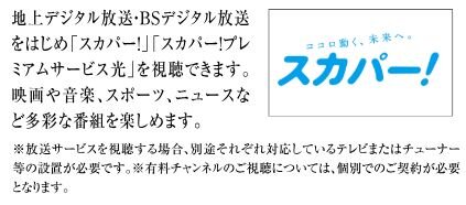 多彩な番組が楽しめる「スカパー！」
「スカパー！プレミアムサービス光」に対応