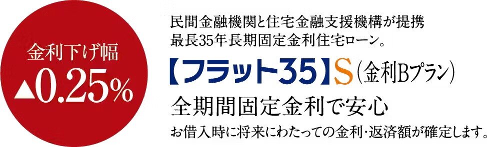 省エネルギー性の基準を満たした【フラット35】S（金利Bプラン）適合物件
