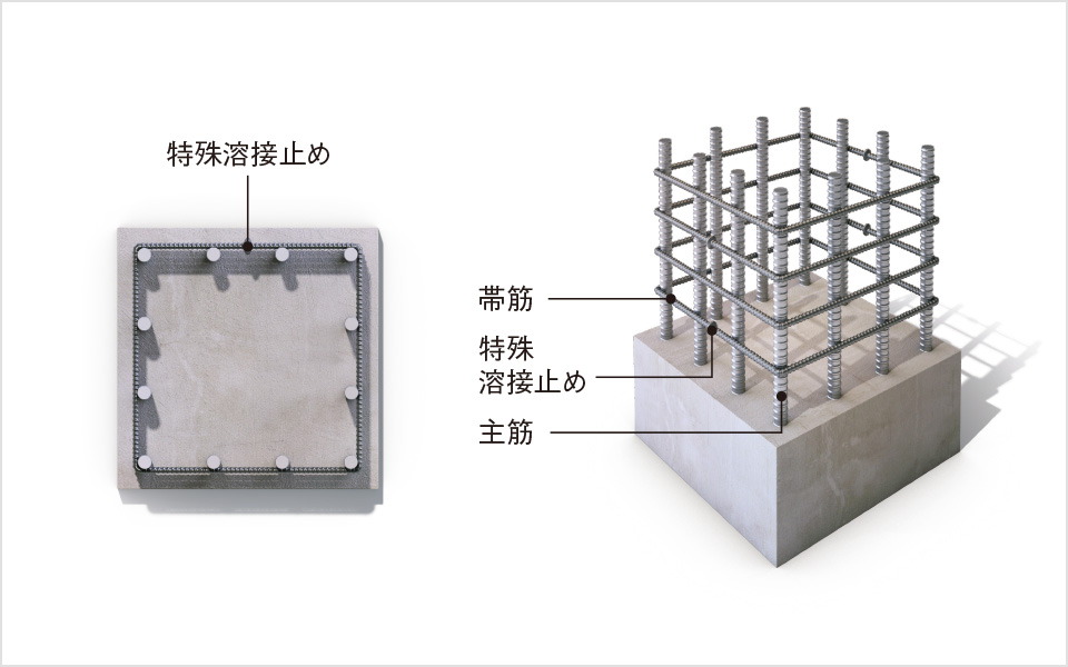粘り強さをアップする柱構造