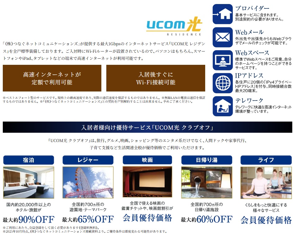 ［全戸加入］最大1Gbpsのインターネットサービス。UCOM光 レジデンス