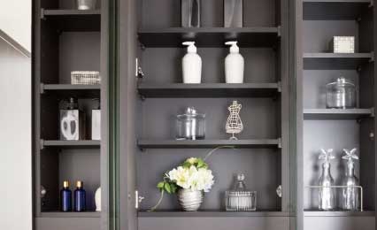 鏡裏収納付き三面鏡