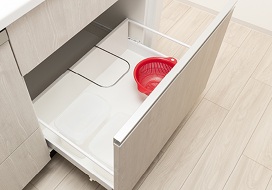 システムキッチンのスライド収納