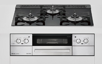 ガラストップ3口ガスコンロ