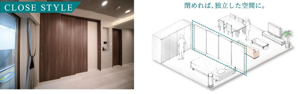 【スライディングウォール※一部住戸除く】シーンに応じて、可変する＋ワンルーム。